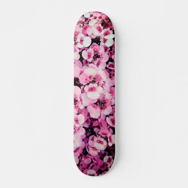 Rosa blommor mini skateboard bräda 18,5 cm (Framsida)