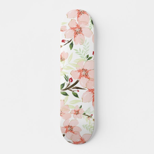 Rosa blommor mini skateboard bräda 18,5 cm (Framsida)
