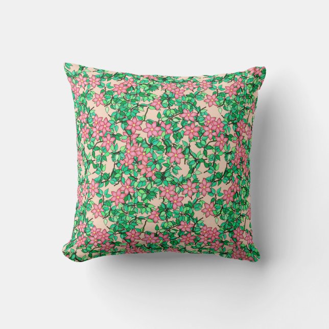 Rosa blommor, mjuk kornbakgrund kudde (Framsida)