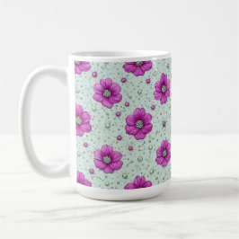Rosa blommor Mönster med droppar Kaffemugg