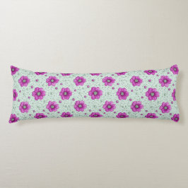 Rosa blommor Mönster med droppar Kroppskudde