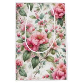 Rosa Blommor mönster Medium Gift Bag