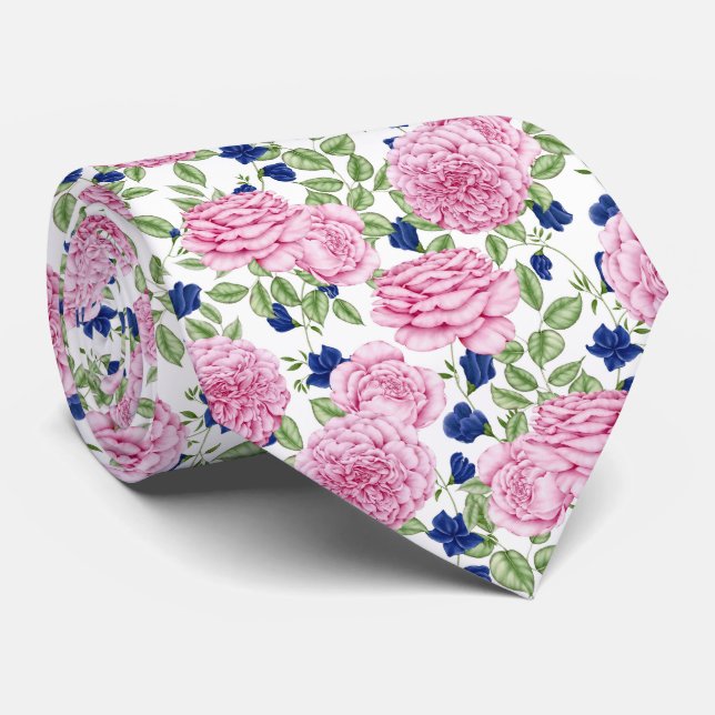  Rosa blommor Mönster  Slips (Rullad)
