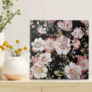 rosa blommor mörk blommigt för bohemisk chic kakelplatta