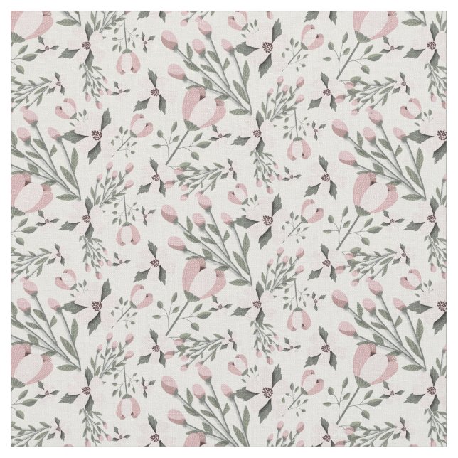 Rosa blommor mörk grönt löv modern blommigt tyg (Närbild)