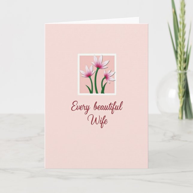 Rosa blommor morsdags kärlekskort kort (Framsida)