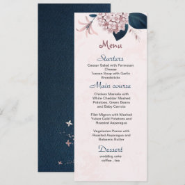rosa Blommor navy löv bröllop Meny