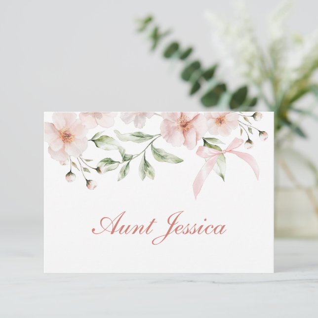 Rosa Blommor och Bow Flat Platskort (Stående Fram)