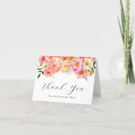 Rosa blommor och citrus tack-kort tack kort
