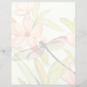 Rosa blommor och drakflugor