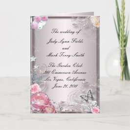 Rosa blommor och fjäril programkort program