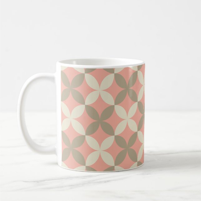 rosa blommor och grå blad mönster kaffemugg (Vänster)