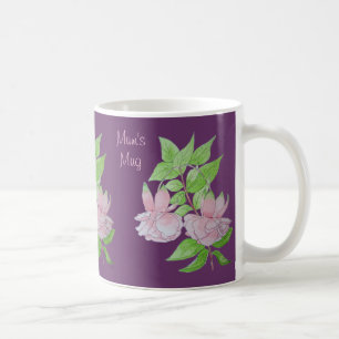 Rosa blommor och löv formgivning av originalmåln kaffemugg