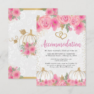 Rosa blommor och pumpa bröllopsboende tilläggskort