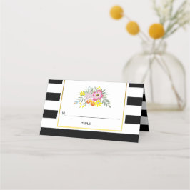 Rosa blommor och rand bröllop-eskort placeringskort