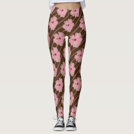 Rosa Blommor och Rand Leggings