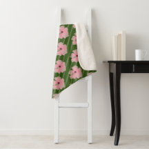 Rosa blommor och ränder Sherpafilt