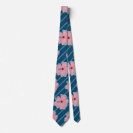 Rosa blommor och randiga halsduk slips