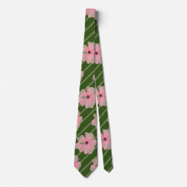 Rosa blommor och randiga halsduk slips