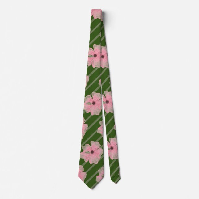 Rosa blommor och randiga halsduk slips (Framsida)