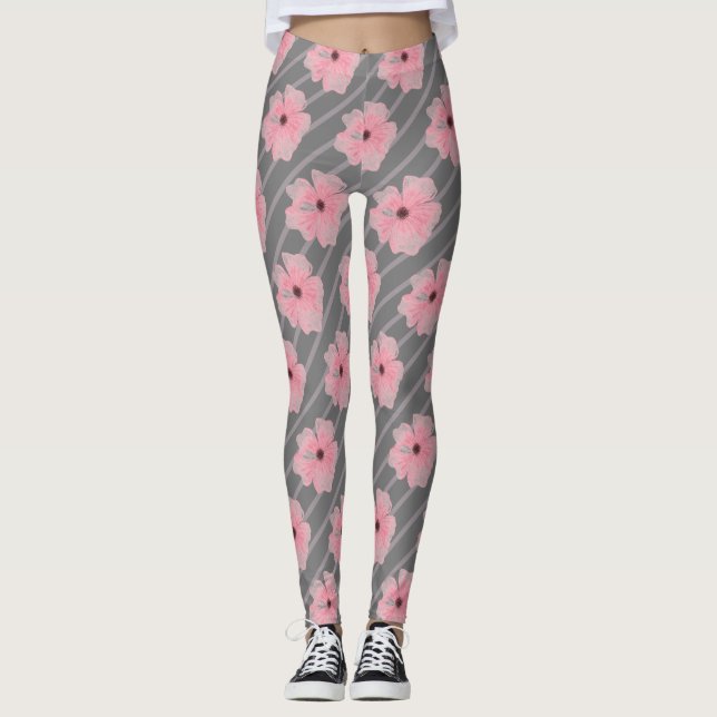 Rosa blommor och randiga leggings (Framsida)