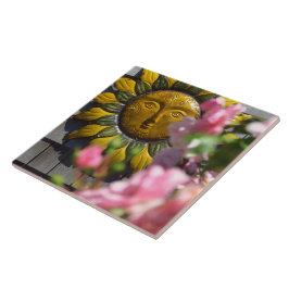 Rosa blommor och sol - Martha's Vineyard Kakelplatta