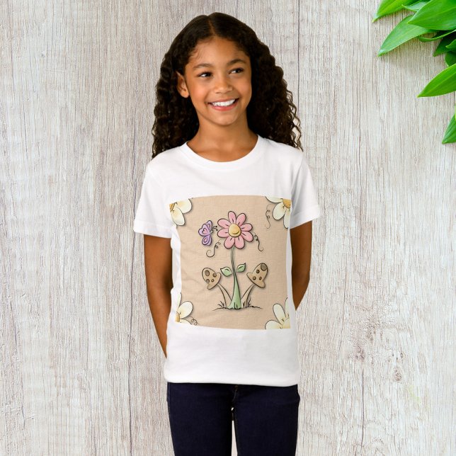 Rosa Blommor och svampar T Shirt (Skapare uppladdad)