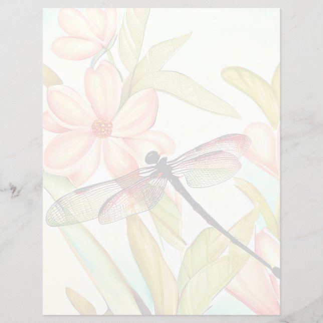 Rosa blommor och trollslända (Framsida)