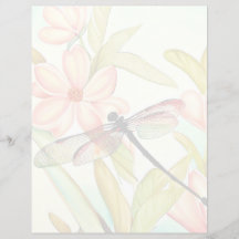 Rosa blommor och trollslända