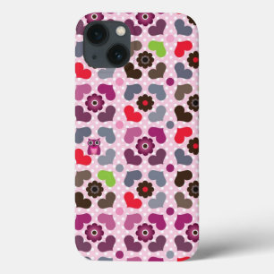 rosa blommor och ugglor mönster