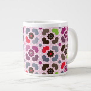 rosa blommor och ugglor mönster jumbo mugg