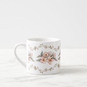 Rosa Blommor och vin Shabby chic Espressomugg