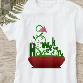 Rosa blommor och vinrankor fet text t shirt