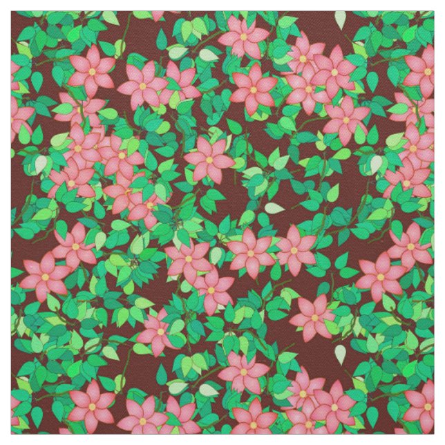 Rosa blommor på chokladbakgrund tyg (Provkarta)