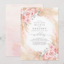 Rosa Blommor Pampas Grass Wand Bröllop