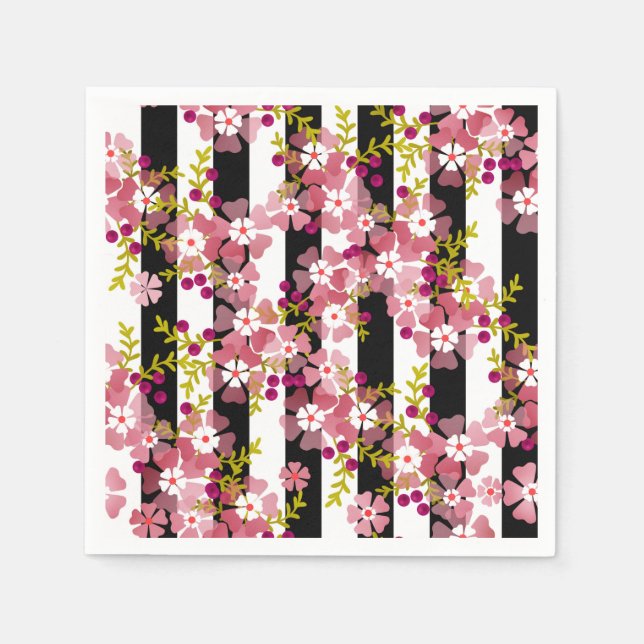 Rosa blommor pappersservett (Framsidan)