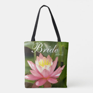 Rosa Blommor personlig med Namn Bride & date Tygkasse