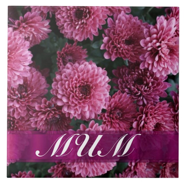 Rosa Blommor personlig mor Kakelplatta (Framsidan)