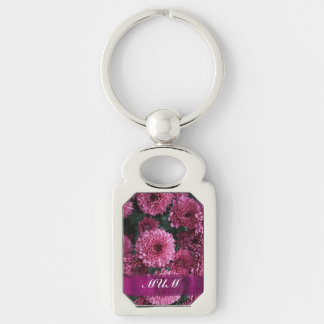 Rosa Blommor personlig mor Rektangulärt Silverfärgad Nyckelring