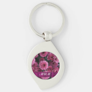Rosa Blommor personlig mor Swirl Silverfärgad Nyckelring