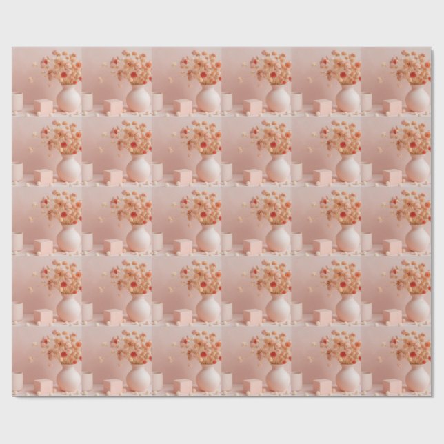 Rosa blommor presentpapper (Platt)