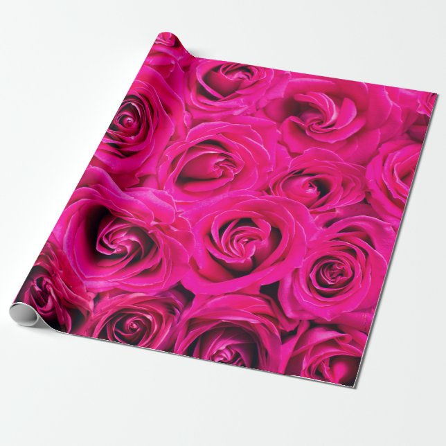 Rosa Blommor ro bakgrund Presentpapper (Utrullad)