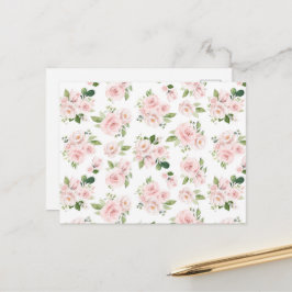 Rosa blommor, rosa rosor, akvarellblommor vykort