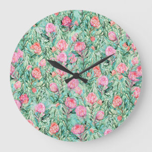 Rosa blommor, sage grönt, sömlös. stor klocka