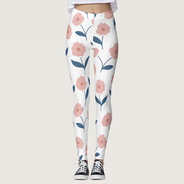 rosa blommor som blöter leggings (Framsida)