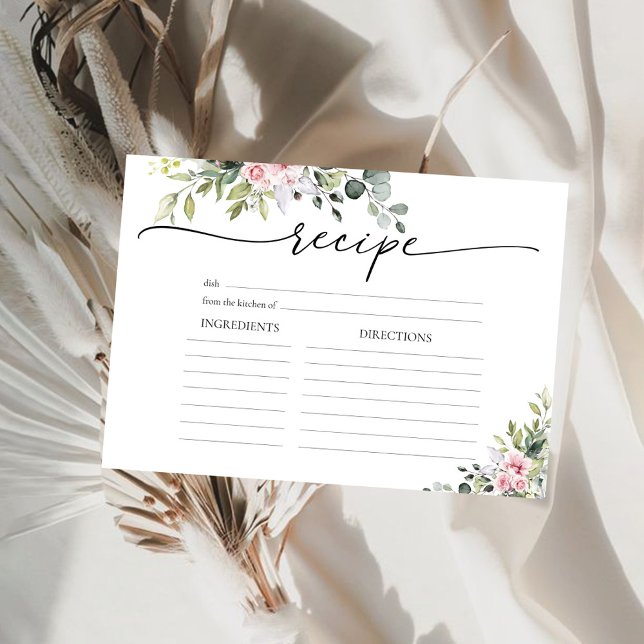 Rosa Blommor Stort Receptkort Inbjudningar (Skapare uppladdad)