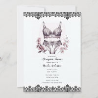 Rosa blommor & Svart spets Lacey Lingerie Dusch