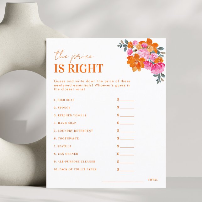 Rosa blommor The Price is Right Bröllopsdusch spel (Skapare uppladdad)