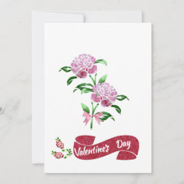 Rosa blommor till Alla hjärtans dag Julkort