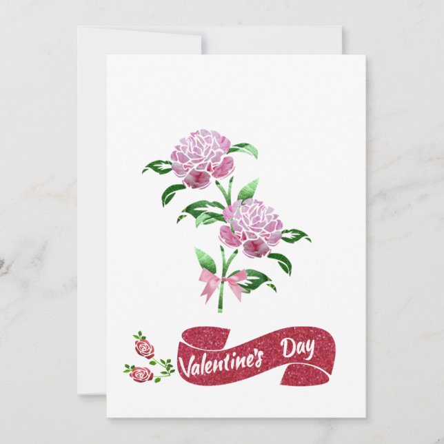 Rosa blommor till Alla hjärtans dag Julkort (Framsida)